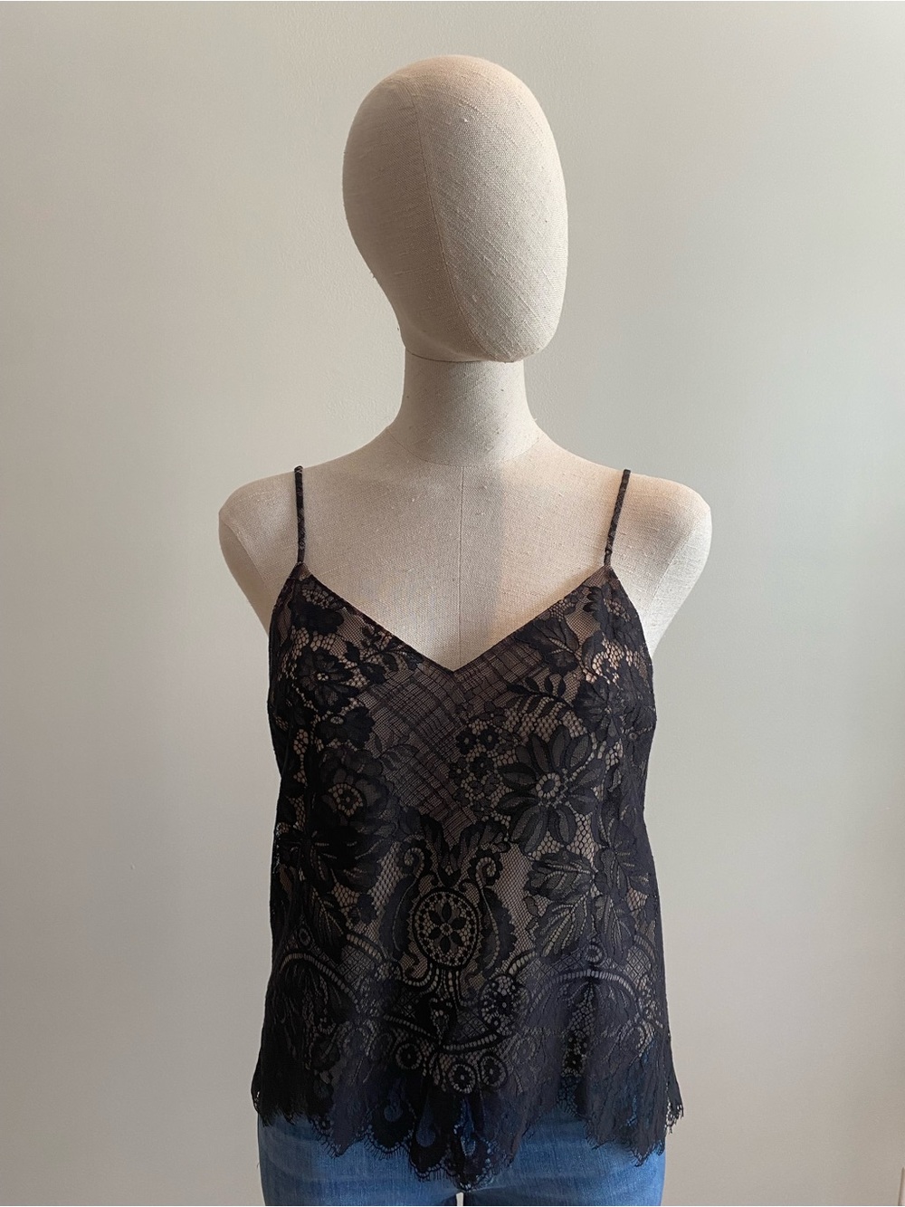 BCBG Max Azria Black Lace Camisole Spaghetti Strap Top. Size S